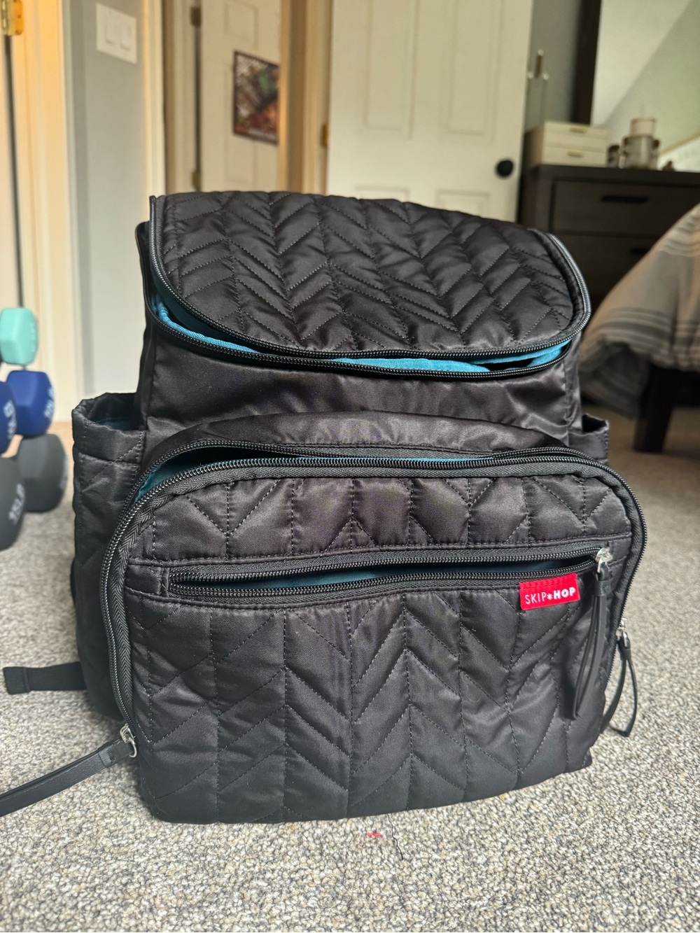 Skip Hop Black Quilted Diaper Bag